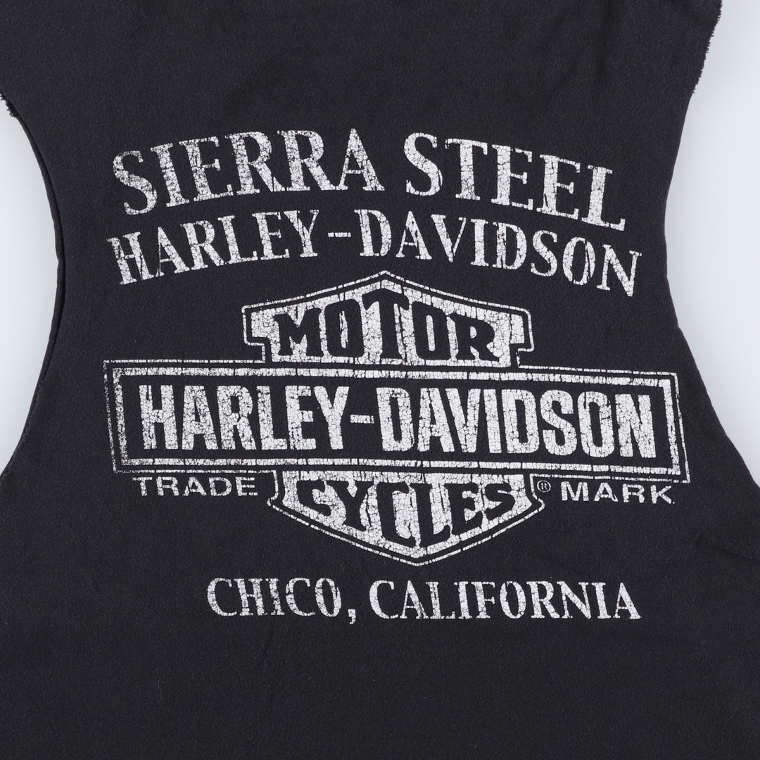 Harley-Davidson Cut-off Sleeveless Motorcycle T-Shirt, Women's Size L (approx.) unclear black type Vintage Second Hand