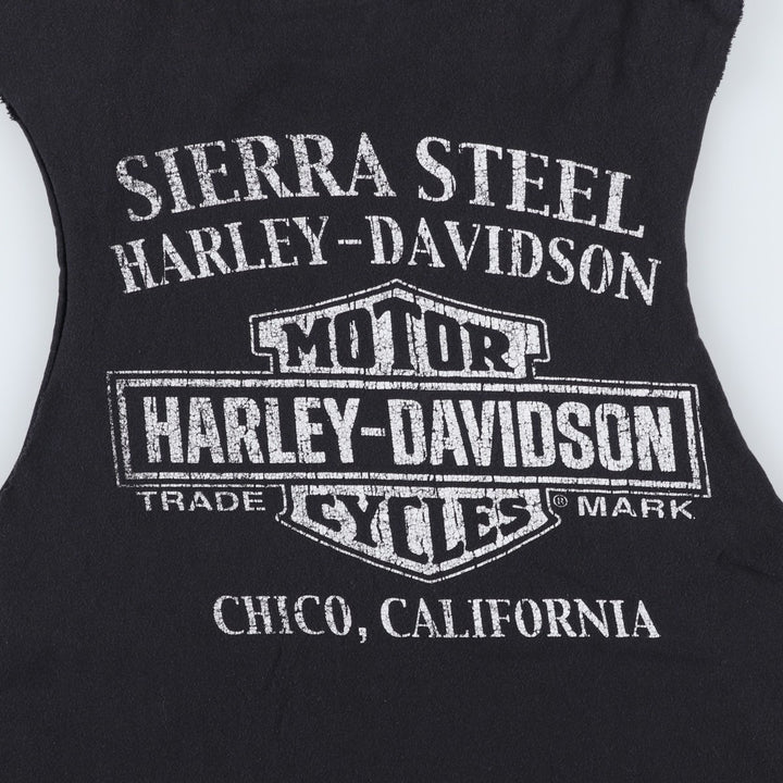 Harley-Davidson Cut-off Sleeveless Motorcycle T-Shirt, Women's Size L (approx.) unclear black type Vintage Second Hand
