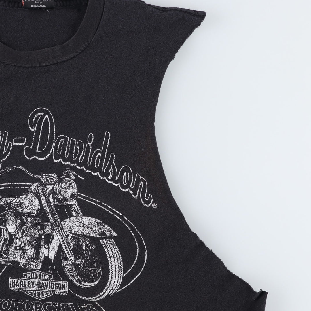 Harley-Davidson Cut-off Sleeveless Motorcycle T-Shirt, Women's Size L (approx.) unclear black type Vintage Second Hand