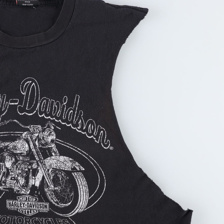 Harley-Davidson Cut-off Sleeveless Motorcycle T-Shirt, Women's Size L (approx.) unclear black type Vintage Second Hand