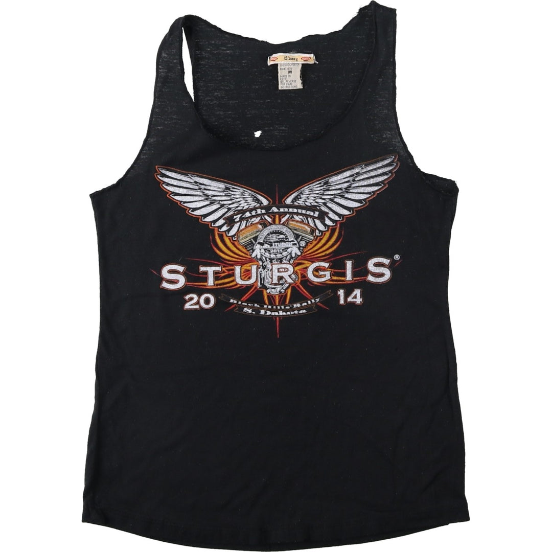 Glassy 74th Sturgis Motorcycle Rally Motorcycle Tank Top (Women's Size M) polyester black type Vintage Second Hand