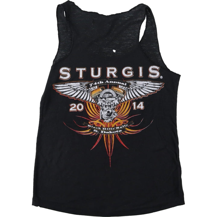 Glassy 74th Sturgis Motorcycle Rally Motorcycle Tank Top (Women's Size M) polyester black type Vintage Second Hand