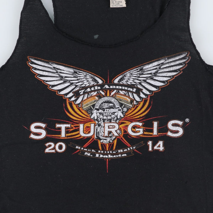 Glassy 74th Sturgis Motorcycle Rally Motorcycle Tank Top (Women's Size M) polyester black type Vintage Second Hand
