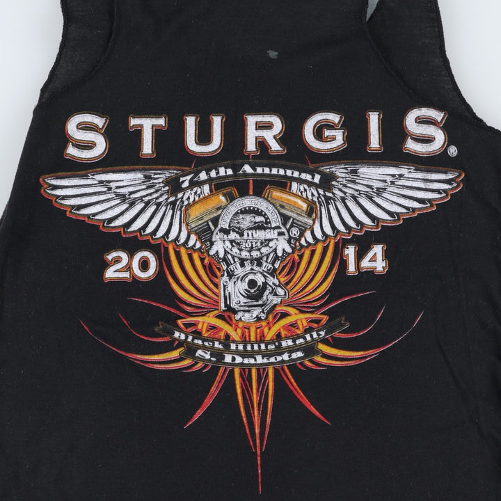Glassy 74th Sturgis Motorcycle Rally Motorcycle Tank Top (Women's Size M) polyester black type Vintage Second Hand
