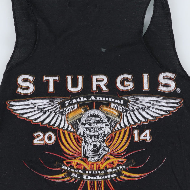 Glassy 74th Sturgis Motorcycle Rally Motorcycle Tank Top (Women's Size M) polyester black type Vintage Second Hand