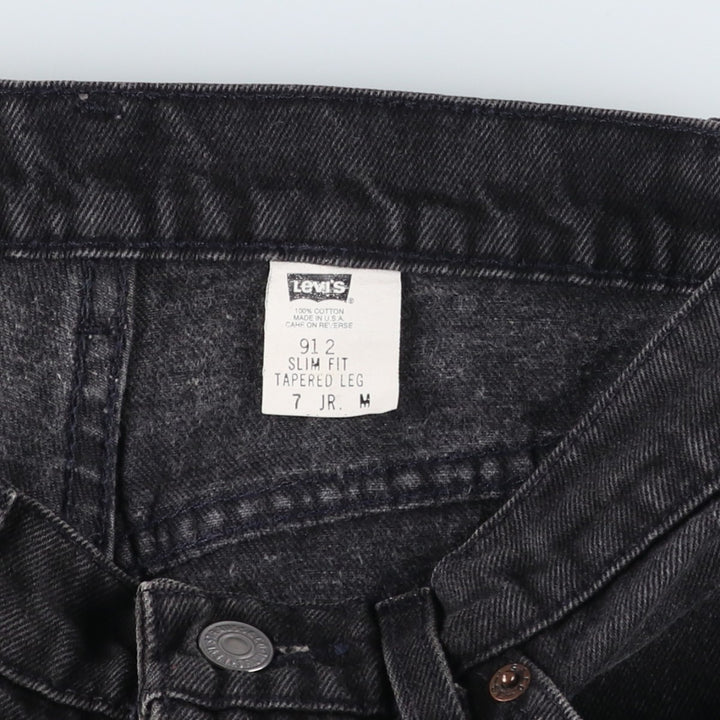 90'S Levi's 10912-4159 Slim Fit Tapered Leg Orange Tab Black Tapered Denim Pants, Women's Size L (W28 equivalent) cotton black type Vintage Second Hand
