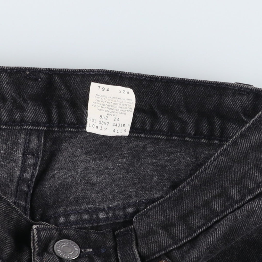 90'S Levi's 10912-4159 Slim Fit Tapered Leg Orange Tab Black Tapered Denim Pants, Women's Size L (W28 equivalent) cotton black type Vintage Second Hand