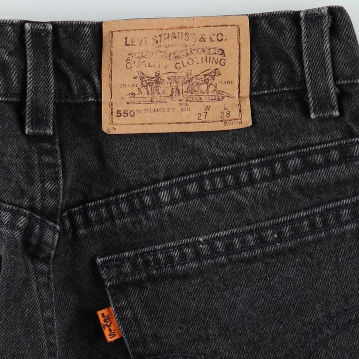 90'S Levi's 40750-4159 Relaxed Fit Orange Tab Black Denim Tapered Jeans, Women's Size M (W26 equivalent) cotton black type Vintage Second Hand
