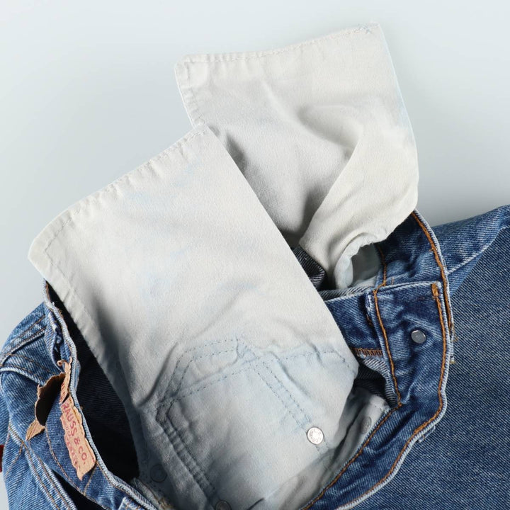 1980'S Levi's 505-0217 Tapered Denim Pants, Made in USA, Women's Size L (W28 equivalent), Vintage. unclear blue type Vintage Second Hand
