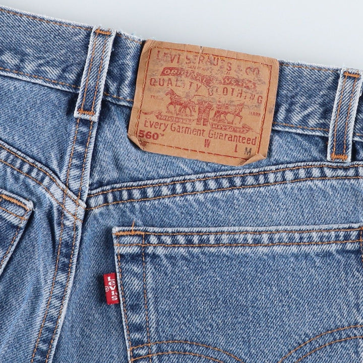 2000'S Levi's 560 Loose Fit Straight Leg Tapered Denim Pants, Made in USA, Women's Size L (W27 equivalent) cotton blue type Vintage Second Hand