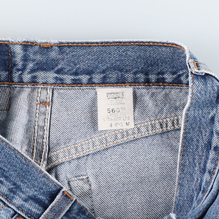 2000'S Levi's 560 Loose Fit Straight Leg Tapered Denim Pants, Made in USA, Women's Size L (W27 equivalent) cotton blue type Vintage Second Hand