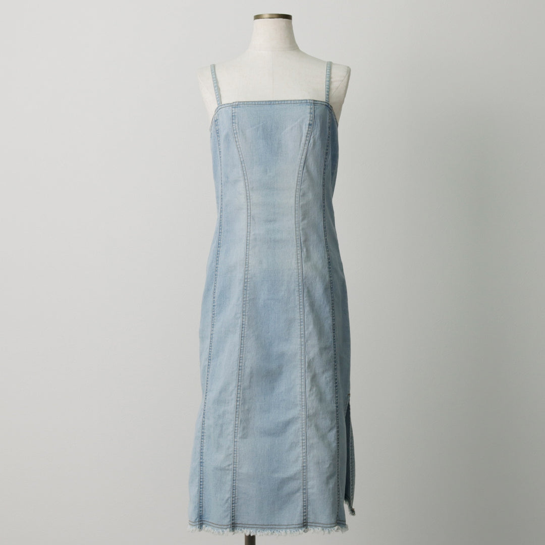 VERO MODA jeanswear Lace-up Midi Denim Dress Camisole Dress Women's Size M (approx.) cotton blue type Vintage Second Hand