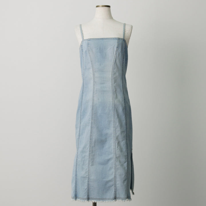VERO MODA jeanswear Lace-up Midi Denim Dress Camisole Dress Women's Size M (approx.) cotton blue type Vintage Second Hand