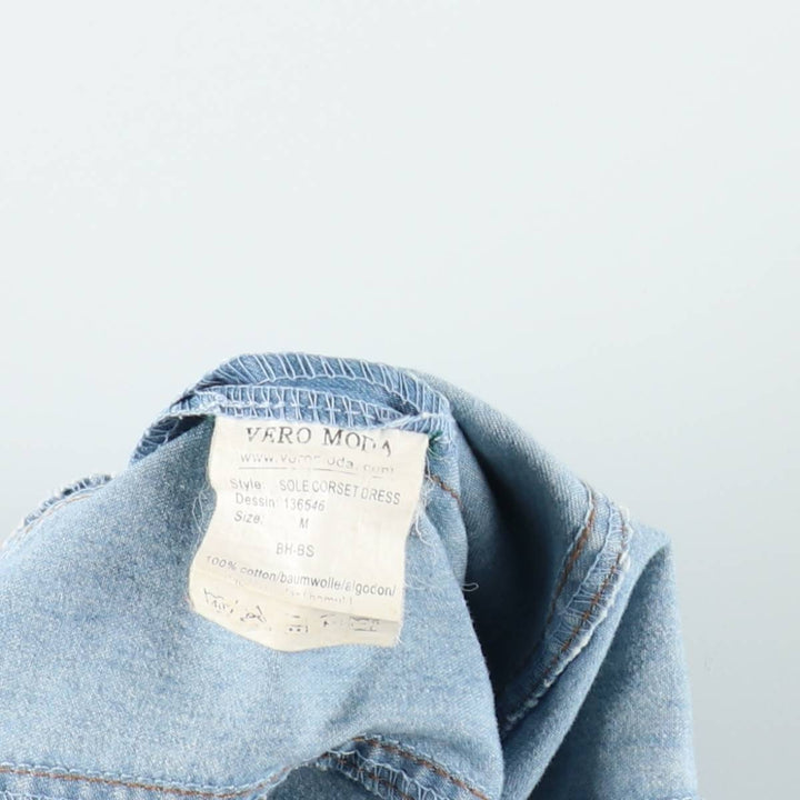 VERO MODA jeanswear Lace-up Midi Denim Dress Camisole Dress Women's Size M (approx.) cotton blue type Vintage Second Hand