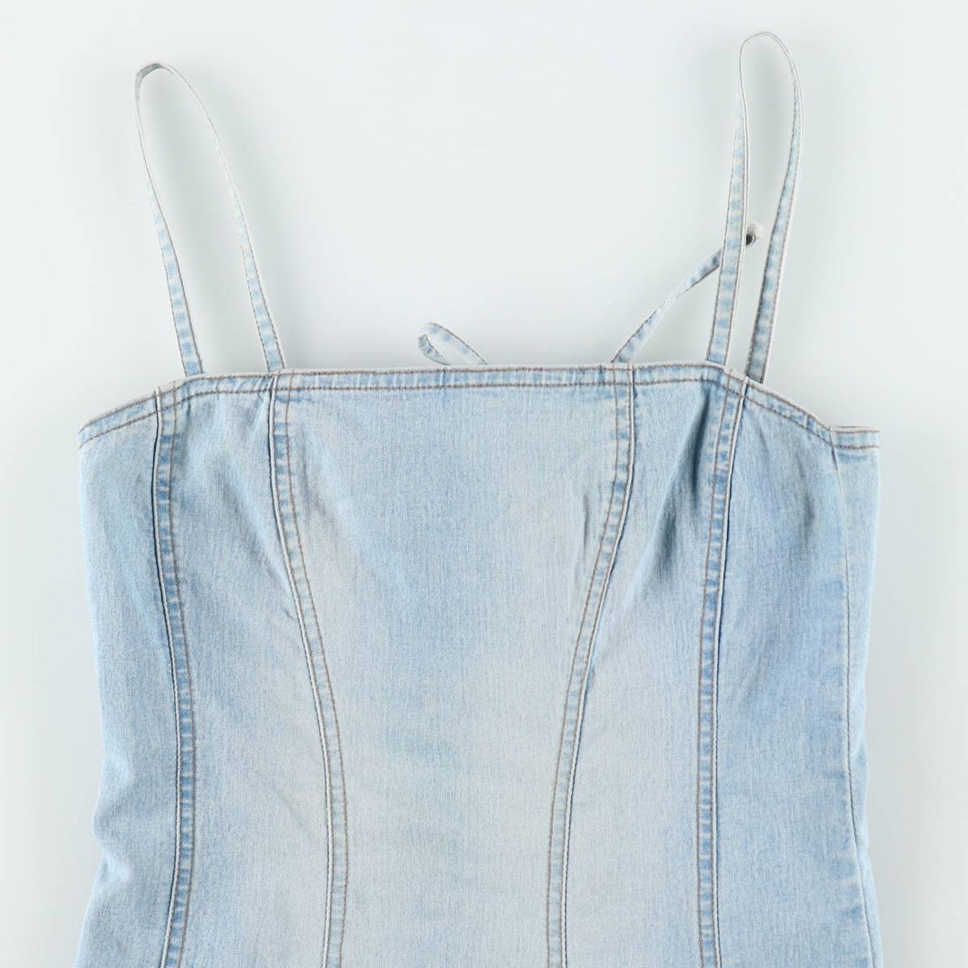 VERO MODA jeanswear Lace-up Midi Denim Dress Camisole Dress Women's Size M (approx.) cotton blue type Vintage Second Hand