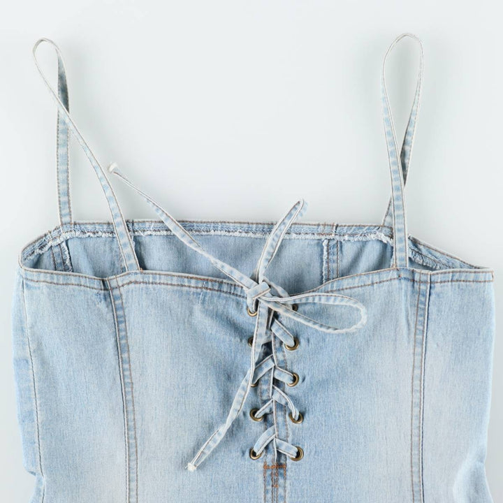 VERO MODA jeanswear Lace-up Midi Denim Dress Camisole Dress Women's Size M (approx.) cotton blue type Vintage Second Hand