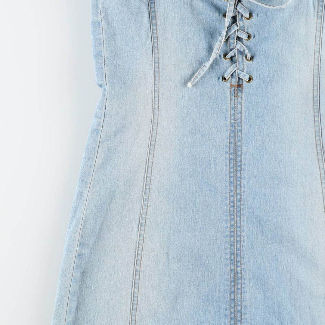 VERO MODA jeanswear Lace-up Midi Denim Dress Camisole Dress Women's Size M (approx.) cotton blue type Vintage Second Hand