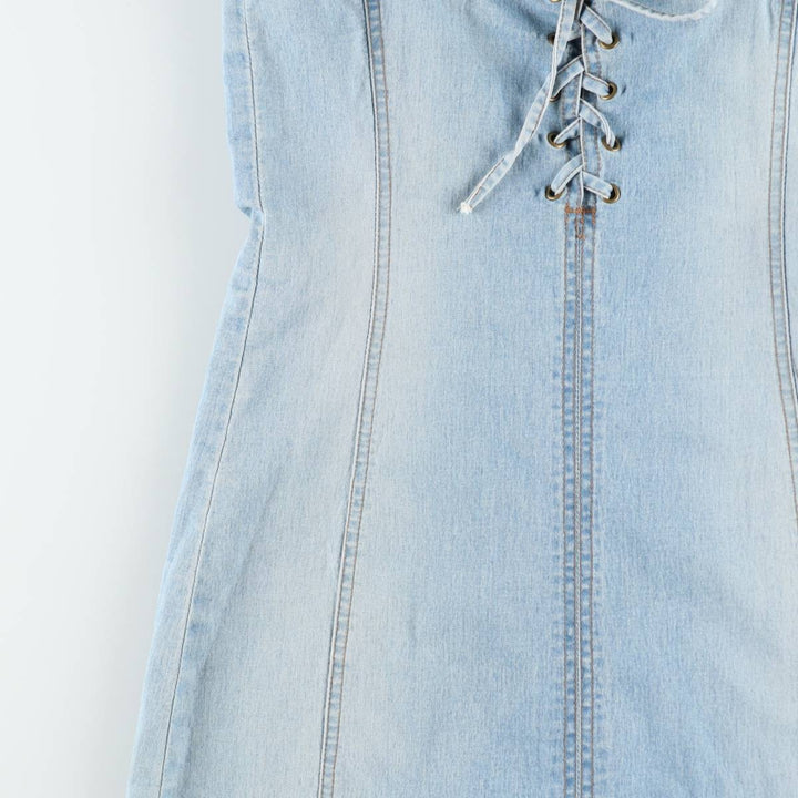 VERO MODA jeanswear Lace-up Midi Denim Dress Camisole Dress Women's Size M (approx.) cotton blue type Vintage Second Hand