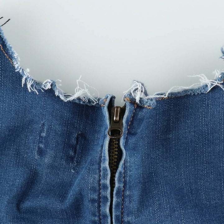 soho JEANS Sleeveless Half-Length Cut-Off Denim Dress, Women's Size M (approx.) cotton blue type Vintage Second Hand