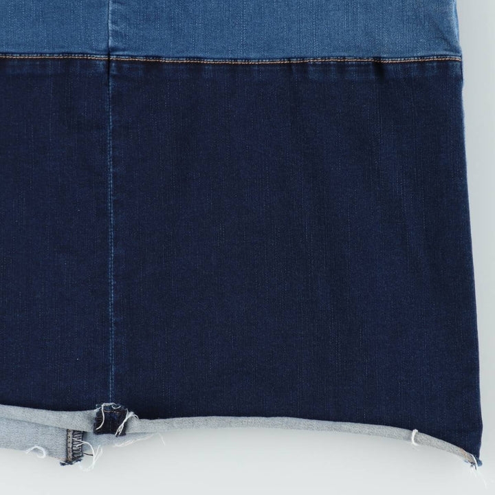 soho JEANS Sleeveless Half-Length Cut-Off Denim Dress, Women's Size M (approx.) cotton blue type Vintage Second Hand