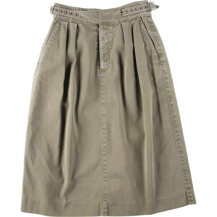 Ralph Lauren two-pleat cotton midi A-line chino skirt, women's size L. cotton Khaki type Vintage Second Hand