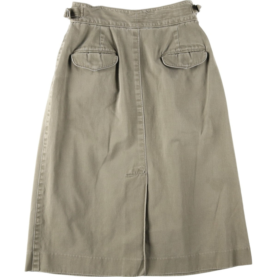 Ralph Lauren two-pleat cotton midi A-line chino skirt, women's size L. cotton Khaki type Vintage Second Hand