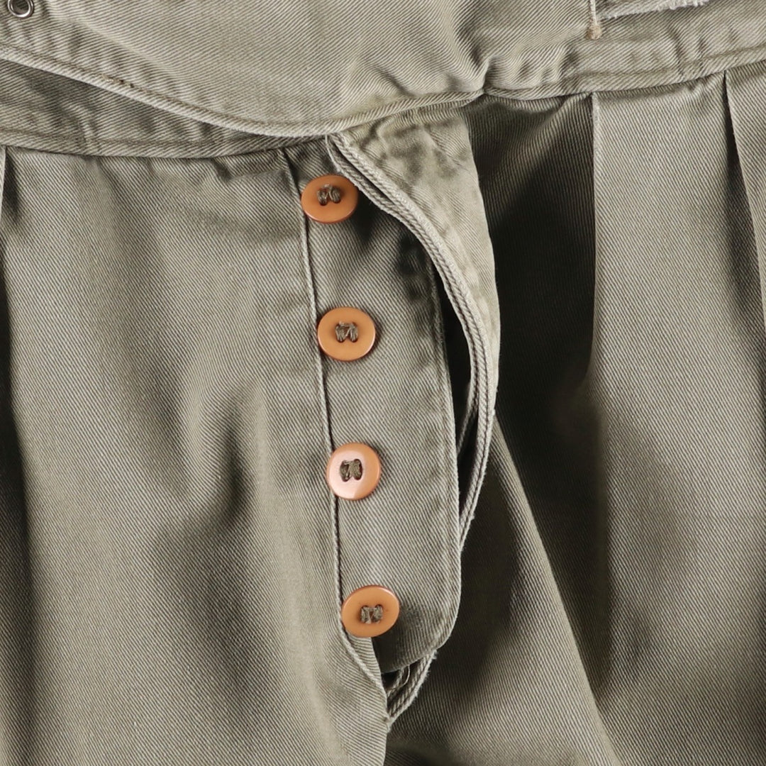 Ralph Lauren two-pleat cotton midi A-line chino skirt, women's size L. cotton Khaki type Vintage Second Hand