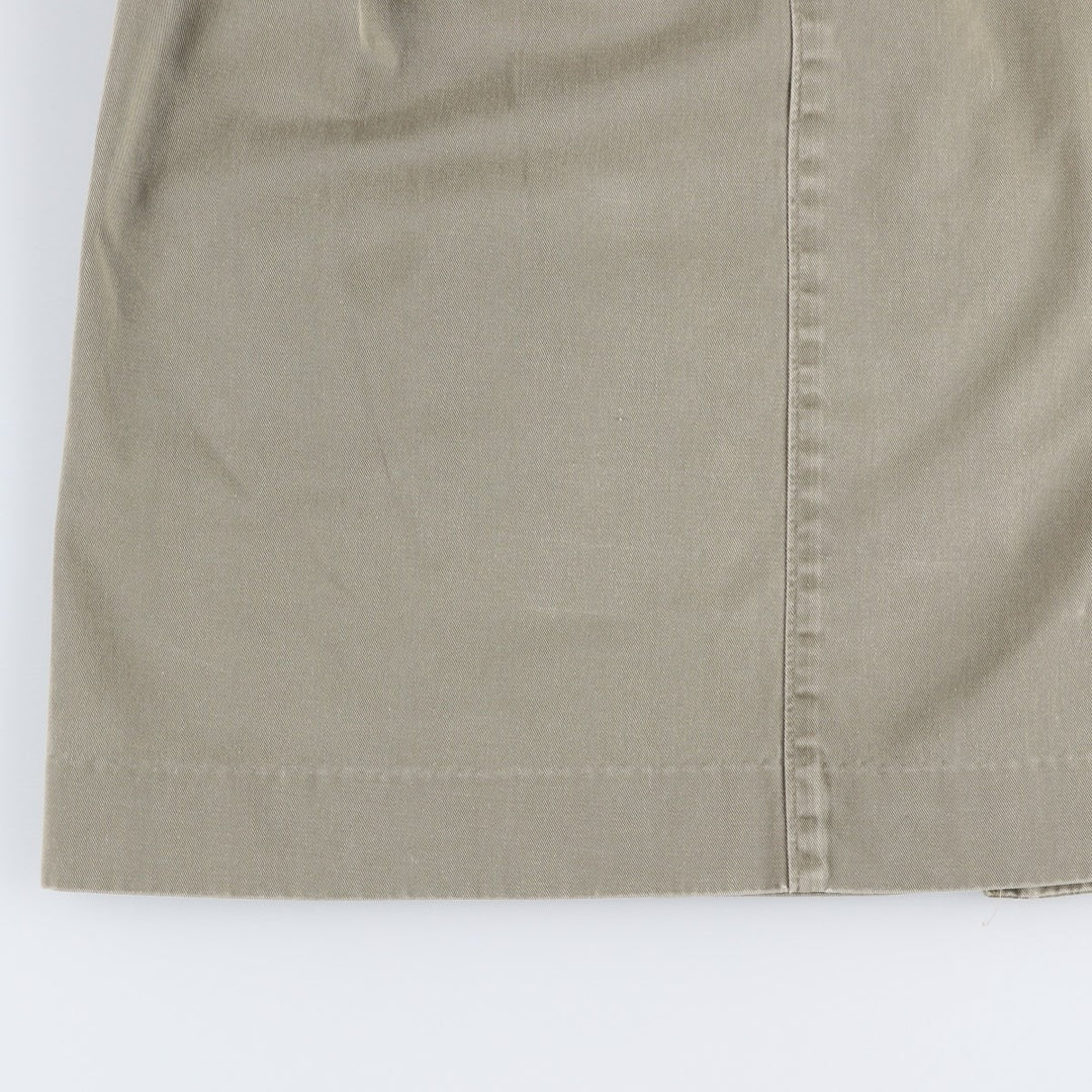 Ralph Lauren two-pleat cotton midi A-line chino skirt, women's size L. cotton Khaki type Vintage Second Hand