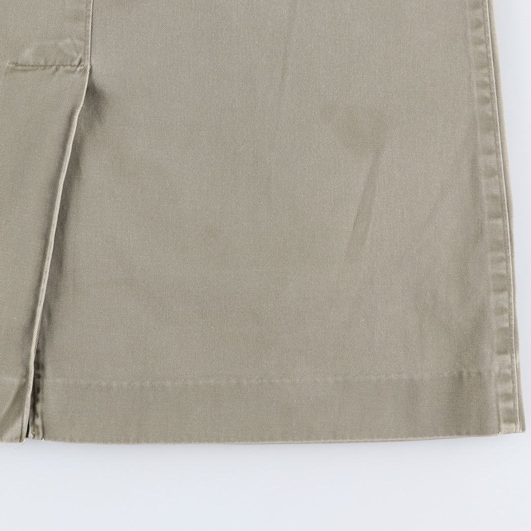 Ralph Lauren two-pleat cotton midi A-line chino skirt, women's size L. cotton Khaki type Vintage Second Hand