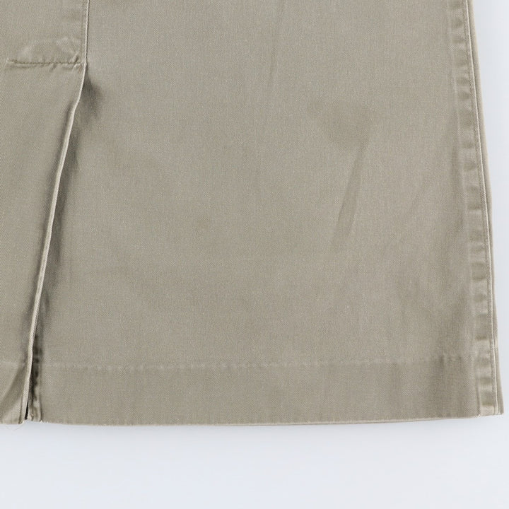 Ralph Lauren two-pleat cotton midi A-line chino skirt, women's size L. cotton Khaki type Vintage Second Hand