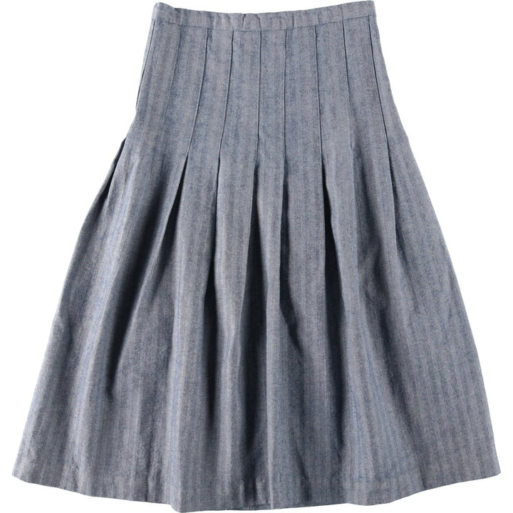 Herringbone midi flared skirt, women's size L equivalent. unclear navy blue type Vintage Second Hand