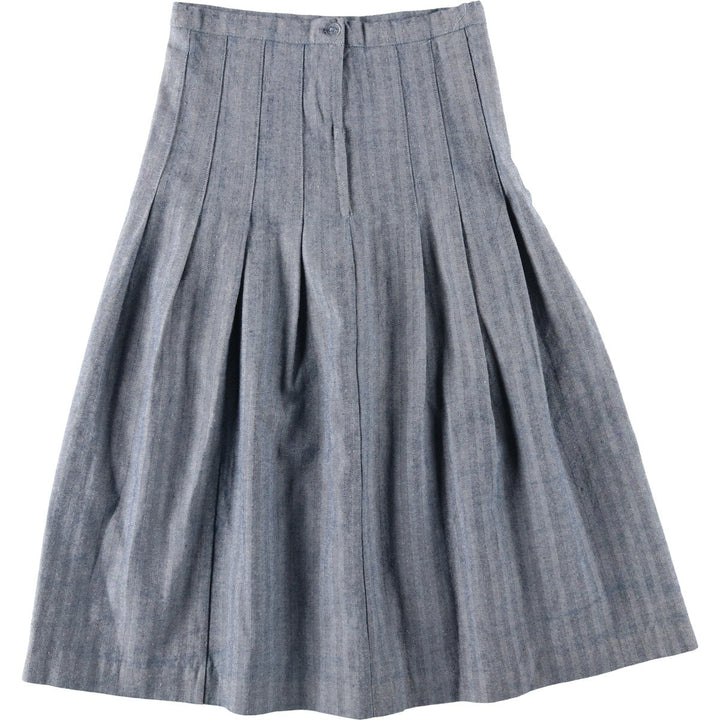 Herringbone midi flared skirt, women's size L equivalent. unclear navy blue type Vintage Second Hand