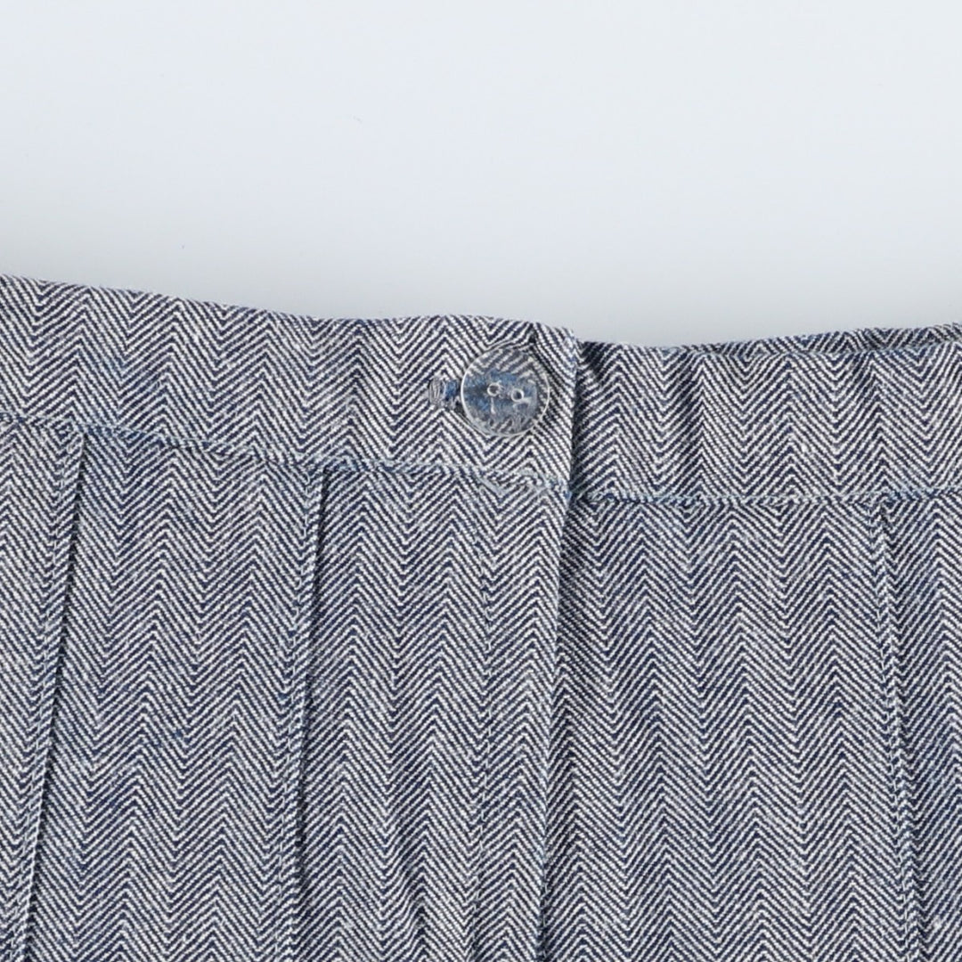 Herringbone midi flared skirt, women's size L equivalent. unclear navy blue type Vintage Second Hand