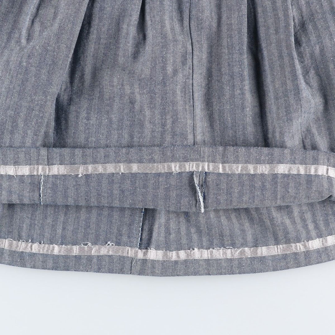 Herringbone midi flared skirt, women's size L equivalent. unclear navy blue type Vintage Second Hand