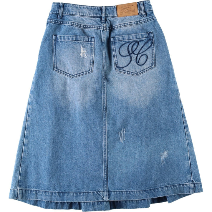 Square Circle Denim Half-Length Flare Skirt (Women's Size S) unclear blue type Vintage Second Hand
