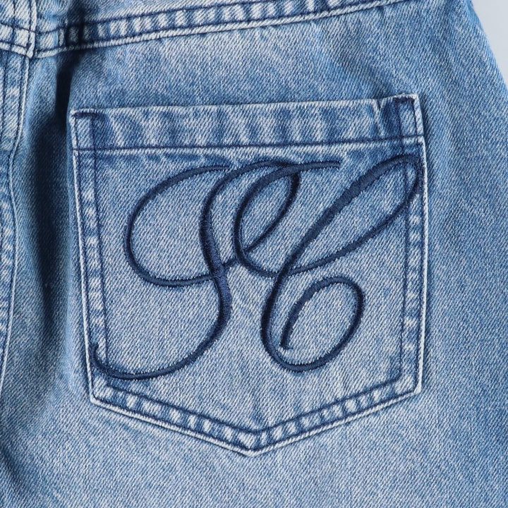 Square Circle Denim Half-Length Flare Skirt (Women's Size S) unclear blue type Vintage Second Hand