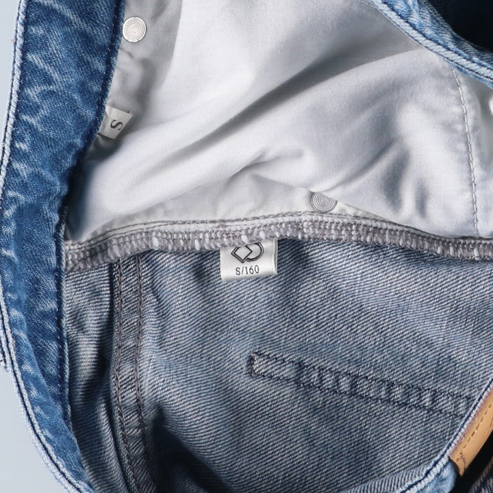 Square Circle Denim Half-Length Flare Skirt (Women's Size S) unclear blue type Vintage Second Hand