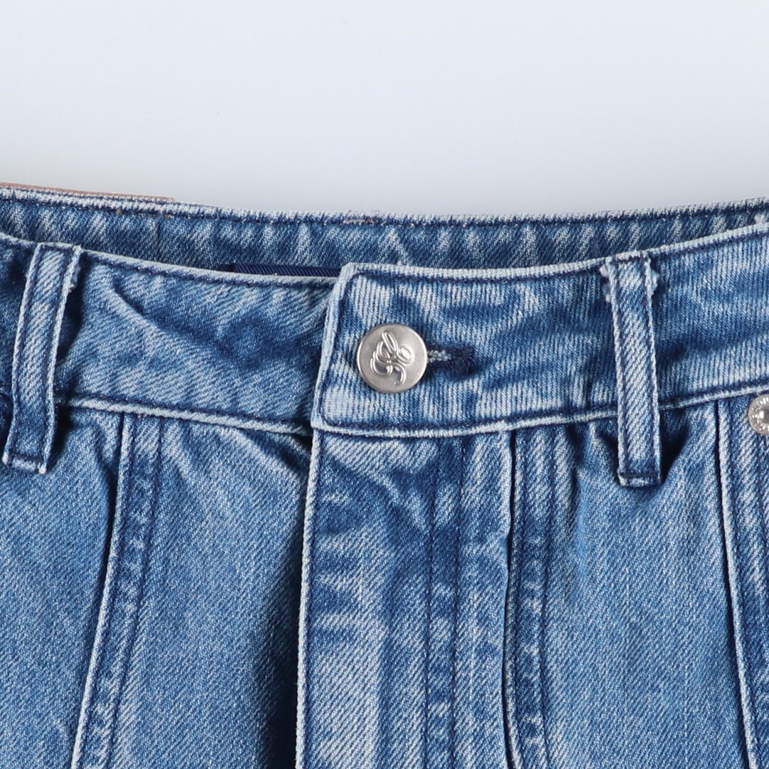 Square Circle Denim Half-Length Flare Skirt (Women's Size S) unclear blue type Vintage Second Hand
