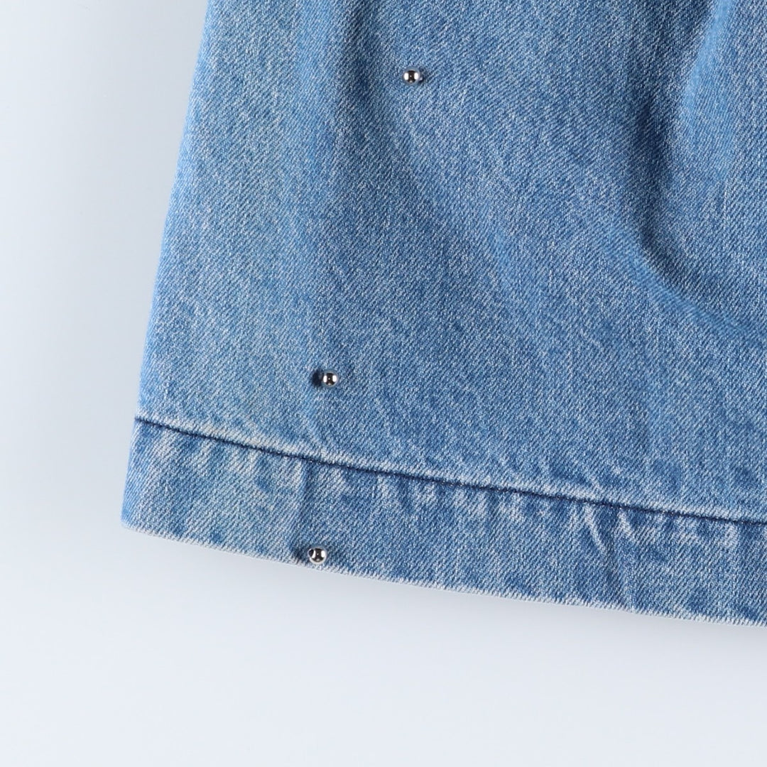 Square Circle Denim Half-Length Flare Skirt (Women's Size S) unclear blue type Vintage Second Hand