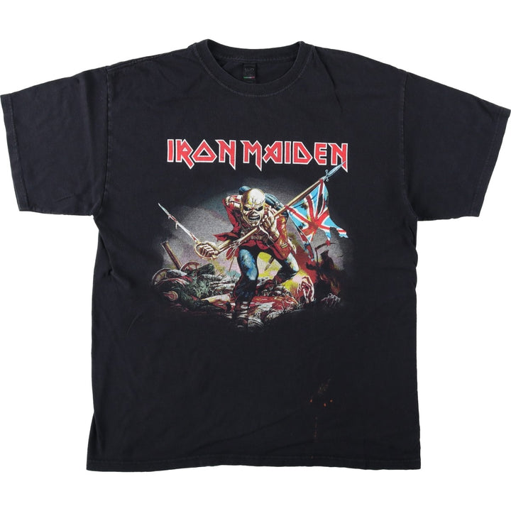 M&O IRON MAIDEN Band T-shirt (Men's size L) cotton black type Vintage Second Hand