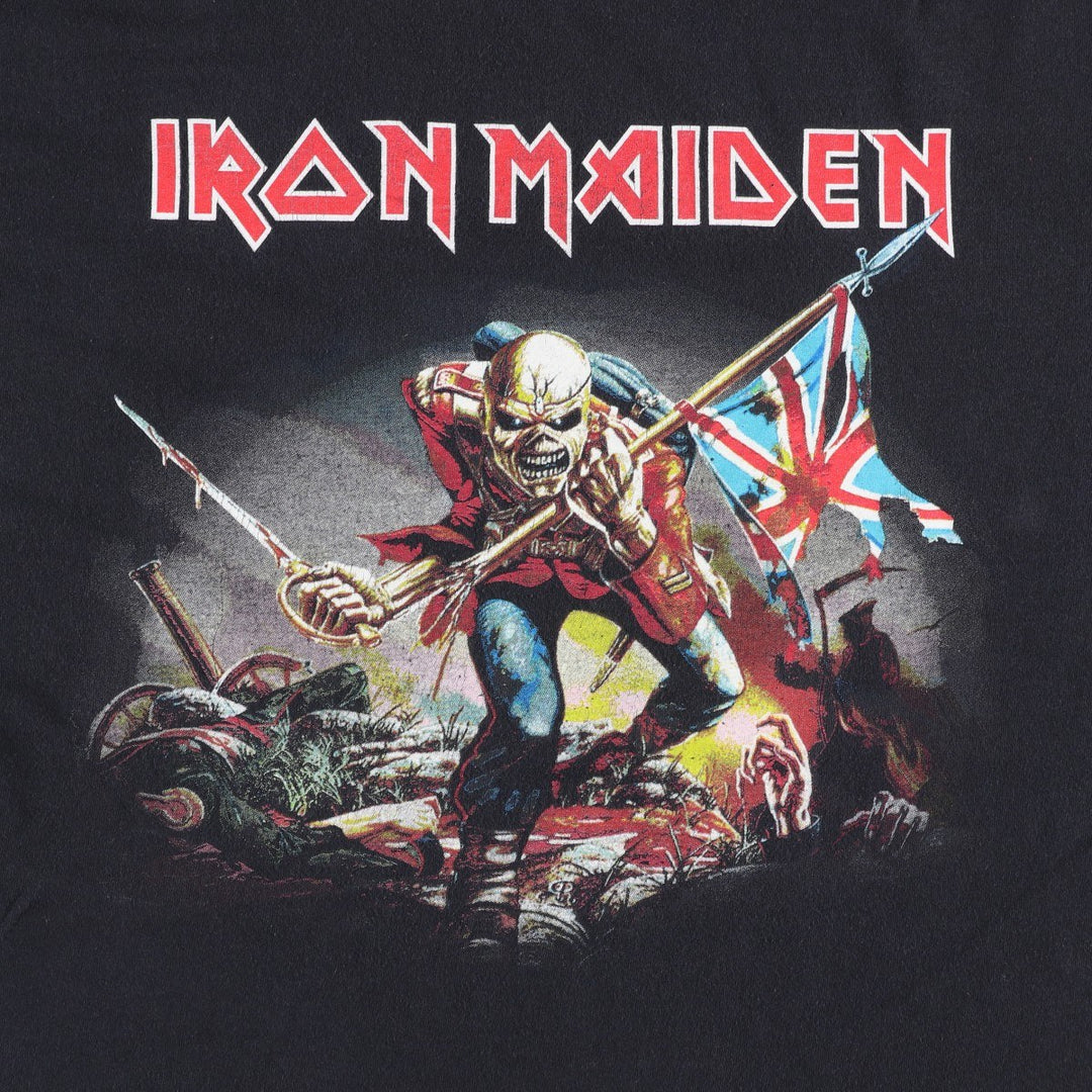 M&O IRON MAIDEN Band T-shirt (Men's size L) cotton black type Vintage Second Hand