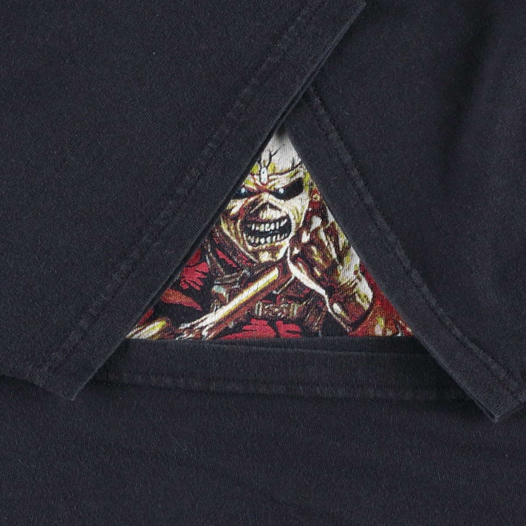 M&O IRON MAIDEN Band T-shirt (Men's size L) cotton black type Vintage Second Hand