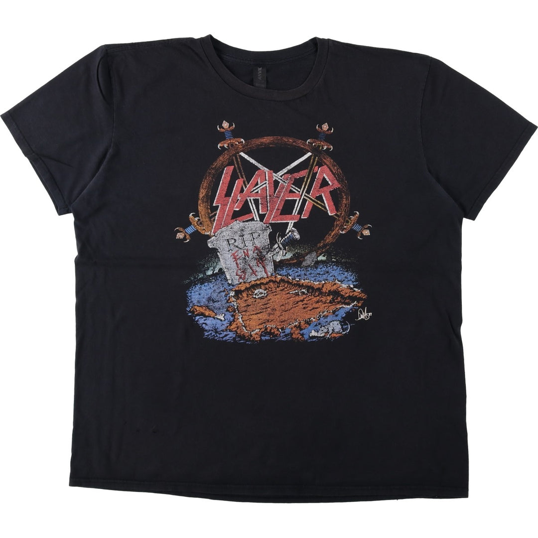 Anvil SLAYER band t-shirt, men's size XL equivalent. cotton black type Vintage Second Hand