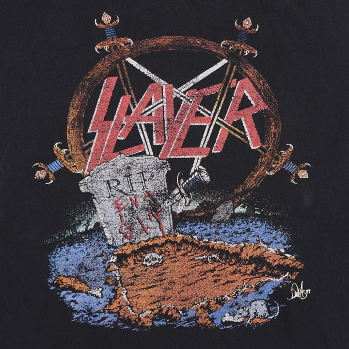 Anvil SLAYER band t-shirt, men's size XL equivalent. cotton black type Vintage Second Hand
