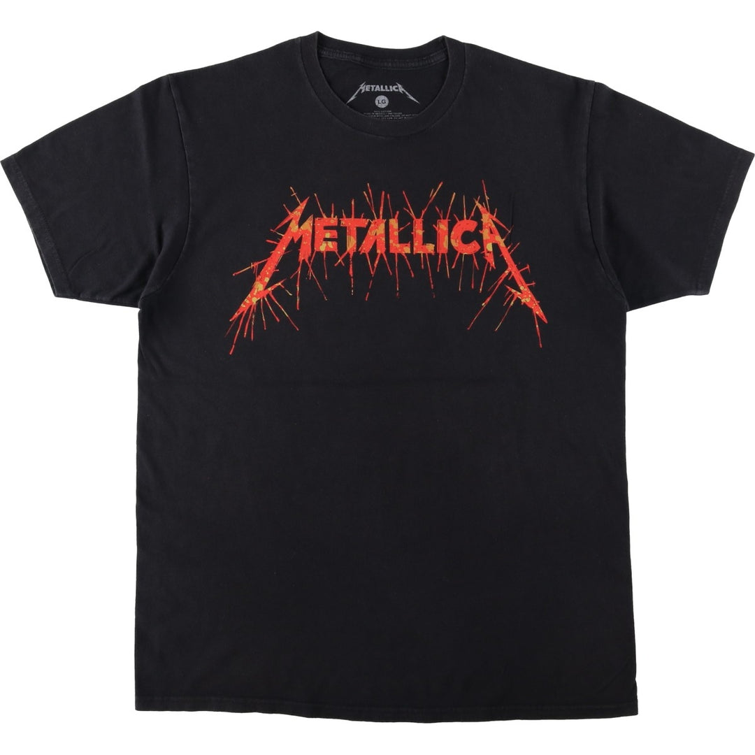 METALLICA Skull Pattern Band T-shirt Band Tee Men's L size cotton black type Vintage Second Hand