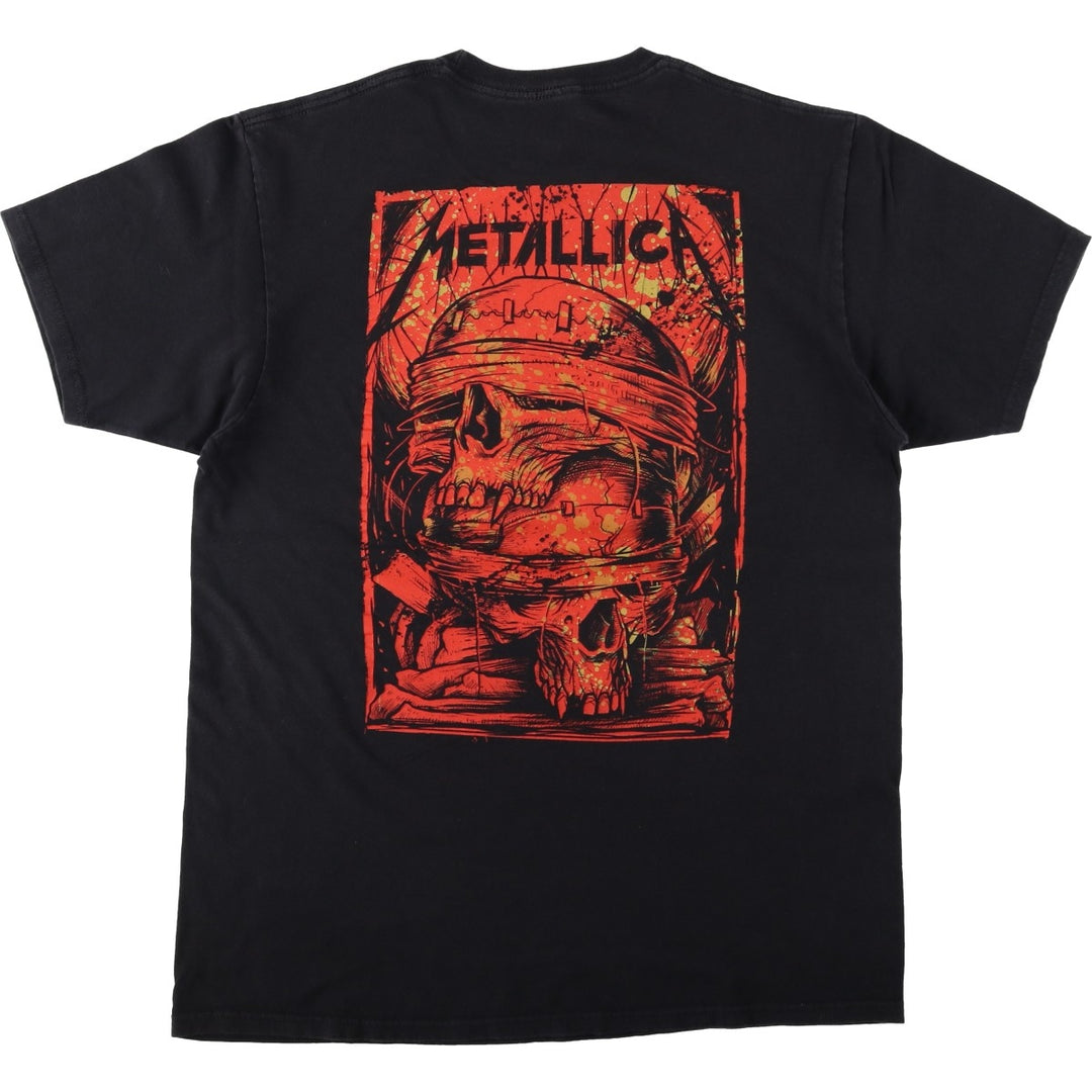 METALLICA Skull Pattern Band T-shirt Band Tee Men's L size cotton black type Vintage Second Hand