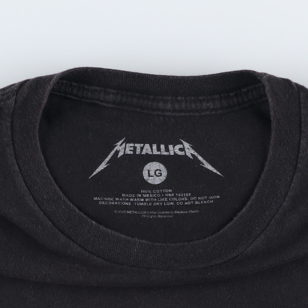 METALLICA Skull Pattern Band T-shirt Band Tee Men's L size cotton black type Vintage Second Hand