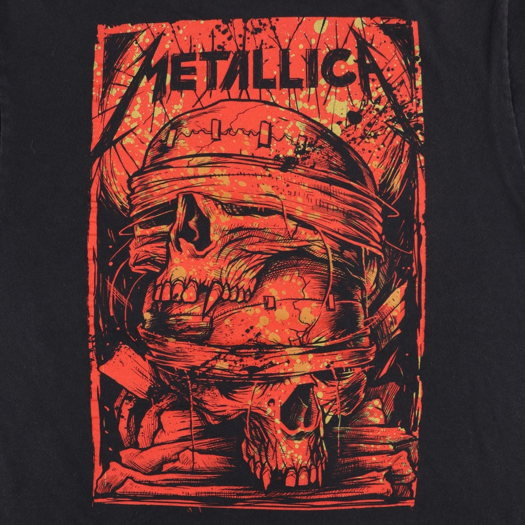 METALLICA Skull Pattern Band T-shirt Band Tee Men's L size cotton black type Vintage Second Hand