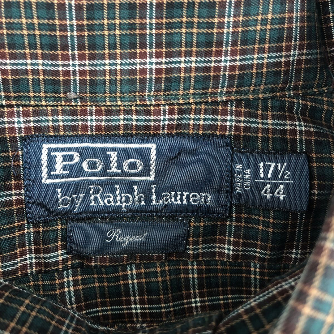 Ralph Lauren Regent Long-Sleeve Cotton Check Shirt, Men's Size L (approx.) cotton Green type dark green Vintage Second Hand