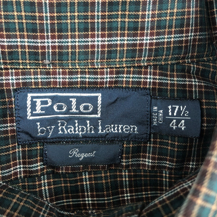 Ralph Lauren Regent Long-Sleeve Cotton Check Shirt, Men's Size L (approx.) cotton Green type dark green Vintage Second Hand